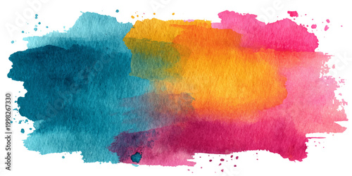 A vibrant wash of watercolor bursts forth in a dynamic display of color. This artistic background captures the essence of watercolor painting, blending bold hues.