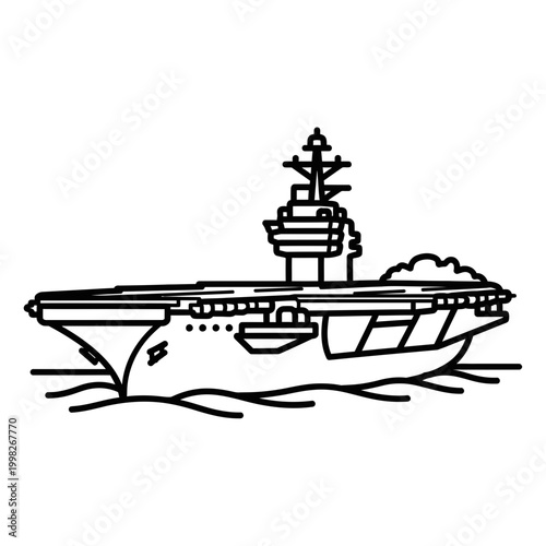Large military aircraft carrier ship.