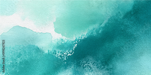 An abstract ocean or water painting that is used for background. A blend of colors in shades of blue. 