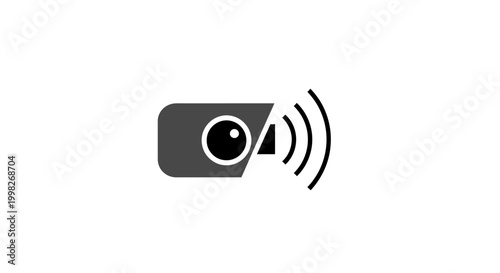 Security camera with wireless signal icon.