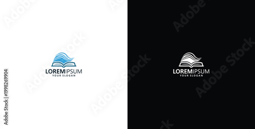 vector logo design wave logo and book logo