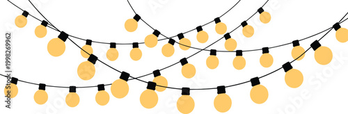 Warm string lights on cable