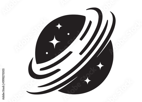 galaxy logo silhouette vector, sparkling galaxy logo silhouette vector illustration, celestial swirl logo silhouette, astronomical sparkle logo silhouette design on white background 