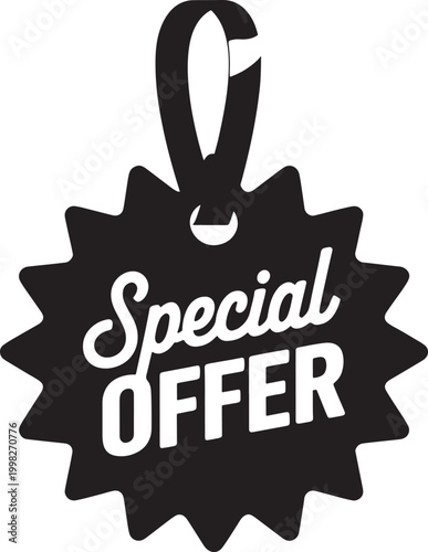 Special offer price tag displayed on a plain white background, symbolizing a discounted sale or promotional event for consumers and businesses seeking savings and value.