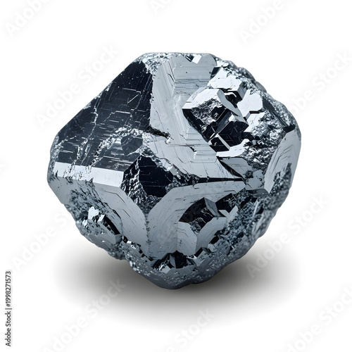 A close-up view of a raw, uncut diamond crystal with visible internal structures.