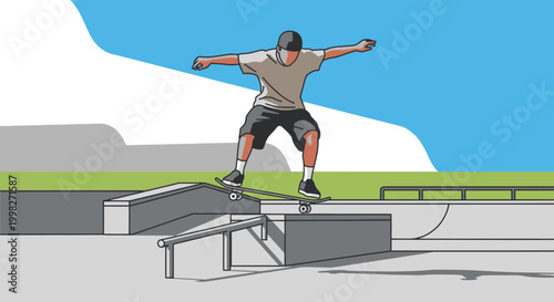 Go skateboarding on a sunny day at the skate park outdoors