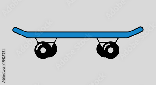 Skateboarding enthusiasts go for a ride on a sunny day with their blue skateboard