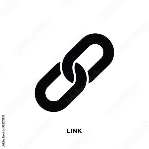 Simple black chain link symbol representing a connection or link between elements
