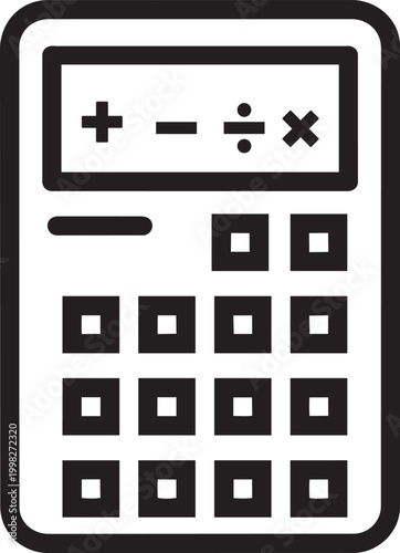 Calculator Icon: A sleek, minimalistic icon of a calculator, featuring a full keypad and the four fundamental arithmetic symbols, embodying simplicity and functionality.