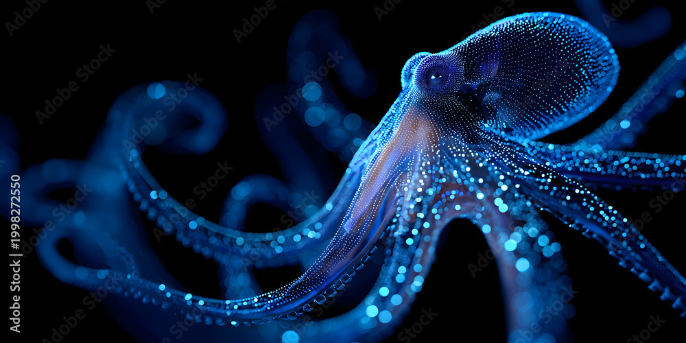 Obraz premium 由Blue Glimmer Particle OctopusClose-up