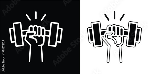 Gym Motivation Icon: Hand Gripping Dumbbell Minimalist Illustration