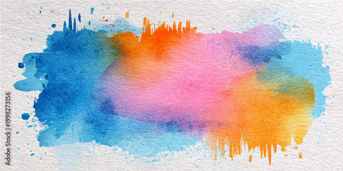 A vibrant watercolor painting showcases a fusion of brilliant colors. with the flowing texture, making it perfect for creative projects. 