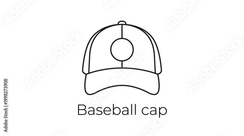 Simple Outline Illustration of a Baseball Cap on a White Background