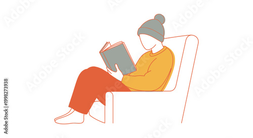 Woman sitting and reading book.