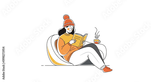 Woman sitting on chair with coffee.