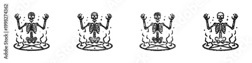 Canvas Print Sketch summon skeleton icon design set