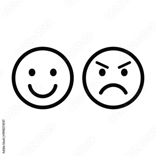 Quadro su tela Smiling and frowning emoticon faces