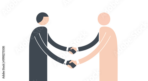 Strategic B2B Partnership and Executive Alignment Represented in a Minimalist Vector Illustration for Corporate Deal-Making and Agency Collaboration