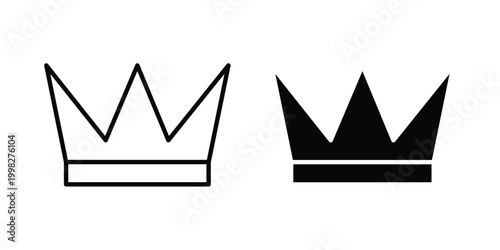Crown icon strokes and flat black vectors. Illustrations EPS10