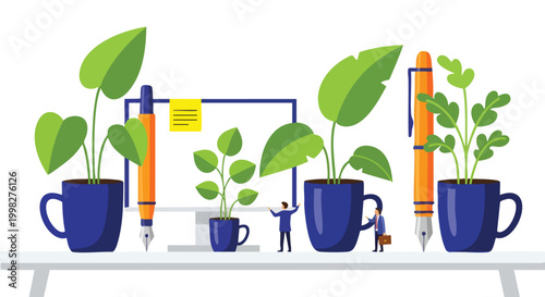 Conceptual illustration representing high-impact project management and modern office culture for growing B2B enterprises
