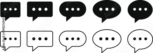 Chat and Talk Icon Set.  Help desk and communication design. Service and assistance signs. Creative talk bubble. Speech bubble and messaging symbols.