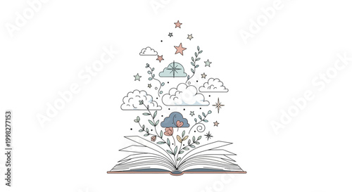 Open Book with Imagination Emerging.