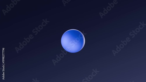 3D rendering of blue spheres morph and transform around dark background