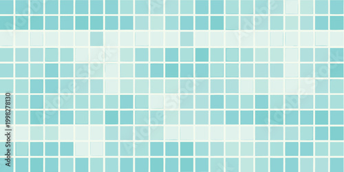 Turquoise and aqua mosaic tile pattern with square shapes