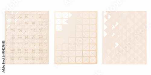 Dot grid paper templates with geometric lines beige tone