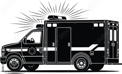Emergency Ambulance Service Vehicle Illustration