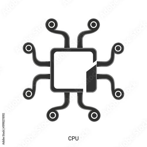 A stylized diagram of a central processing unit with connected cores