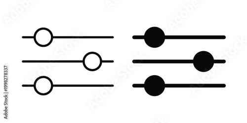 Filter Control icon strokes and flat black vectors. Illustrations EPS10