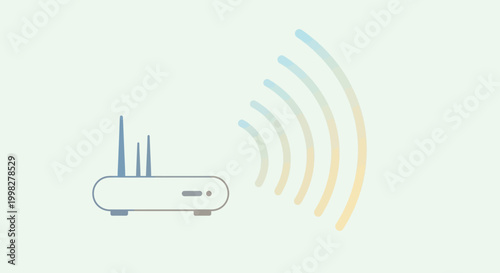 Wireless router with signal waves.