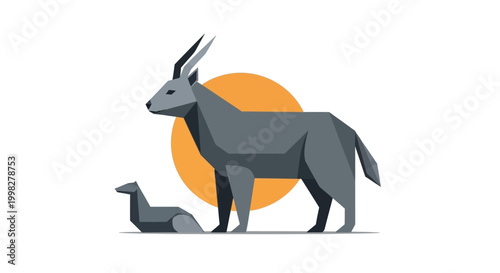 Two gray antelopes standing together outside.