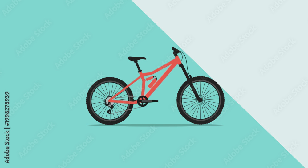 Fototapeta premium Red Mountain Bike With Black Tires.