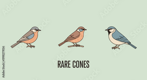 Three small birds standing side by side.