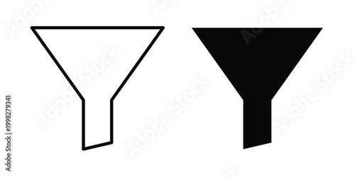 Funnel icon strokes and flat black vectors. Illustrations EPS10