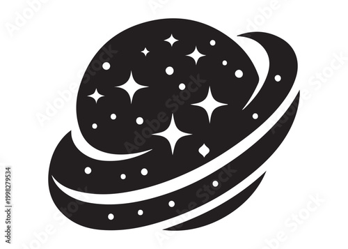 galaxy logo silhouette vector, sparkling galaxy logo silhouette vector illustration, celestial swirl logo silhouette, astronomical sparkle logo silhouette design on white background 