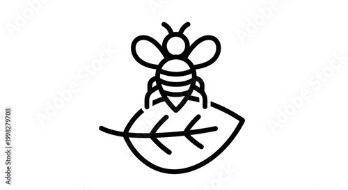 Bee Sitting on a Leafy Green.