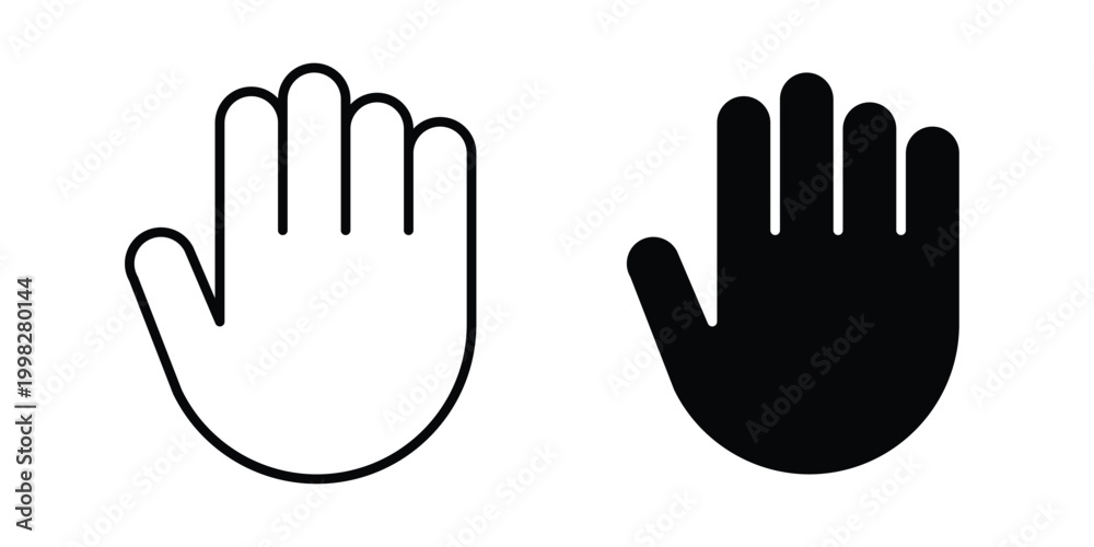 Obraz premium Hand icon strokes and flat black vectors. Illustrations EPS10