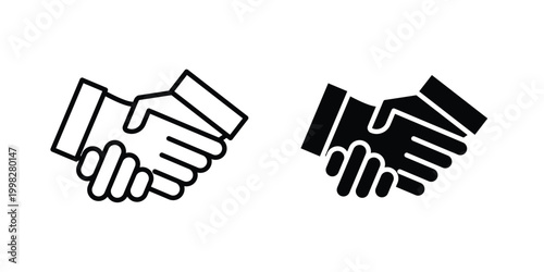 Handshake icon strokes and flat black vectors. Illustrations EPS10