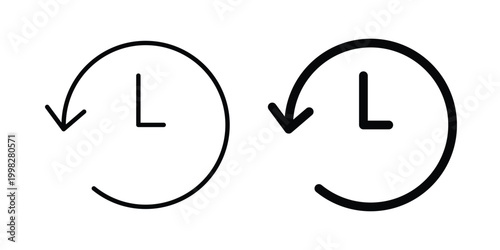 History icon strokes and flat black vectors. Illustrations EPS10