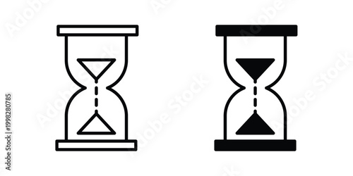 Hourglass icon strokes and flat black vectors. Illustrations EPS10