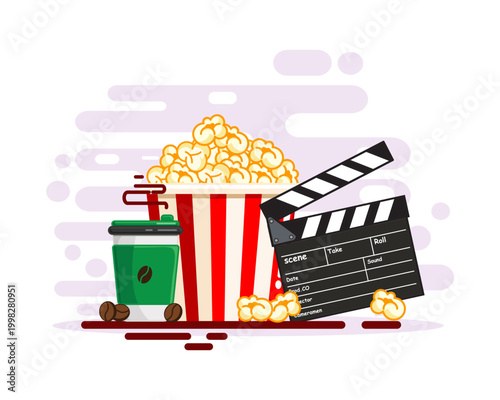 Cinema Entertainment Flat Design Vector Illustration