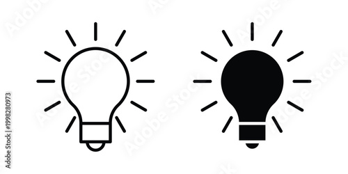 Idea icon strokes and flat black vectors. Illustrations EPS10