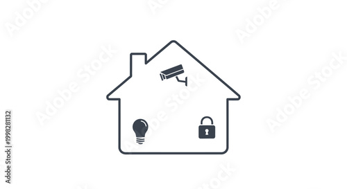Smart home security system concept icon.