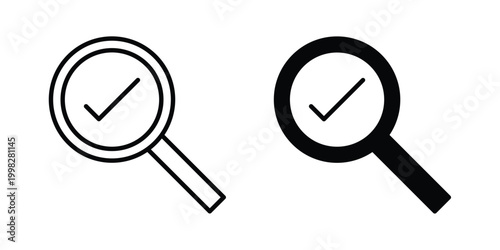 Inspection icon strokes and flat black vectors. Illustrations EPS10