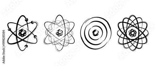 atom model , Traditional Chinese Brush , strokes swirl style