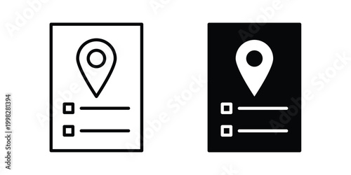 Itinerary icon strokes and flat black vectors. Illustrations EPS10