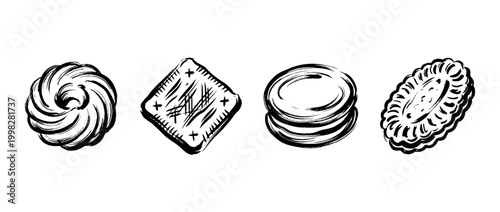 biscuit , Traditional Chinese Brush , strokes swirl style